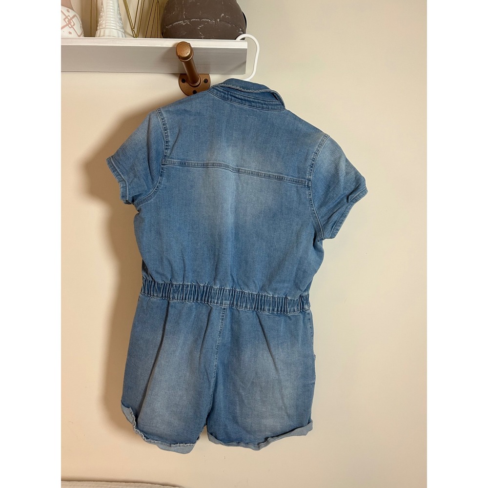 CELEBRITY PINK Denim Chambray Short Romper Utility Style Blue L G - Picture 5 of 6